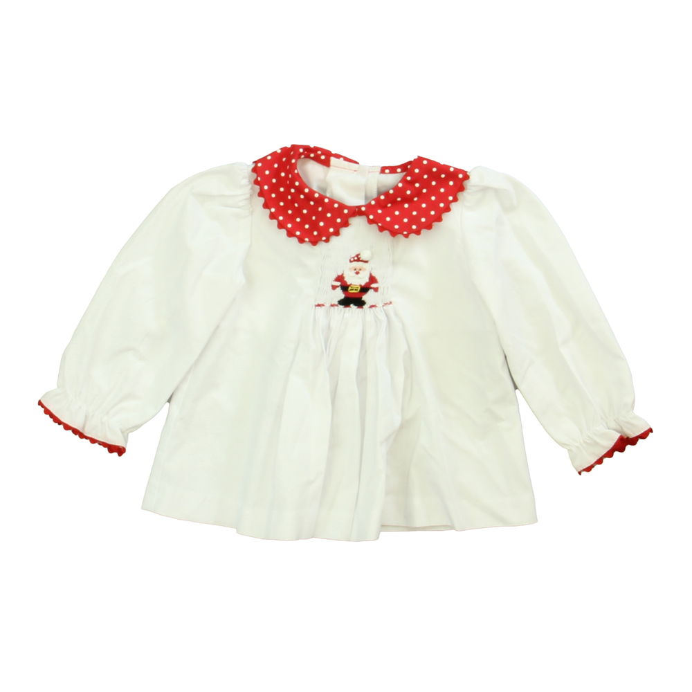 Sundae Afternoon Girls Red | White Santa Blouse size: 12 Months